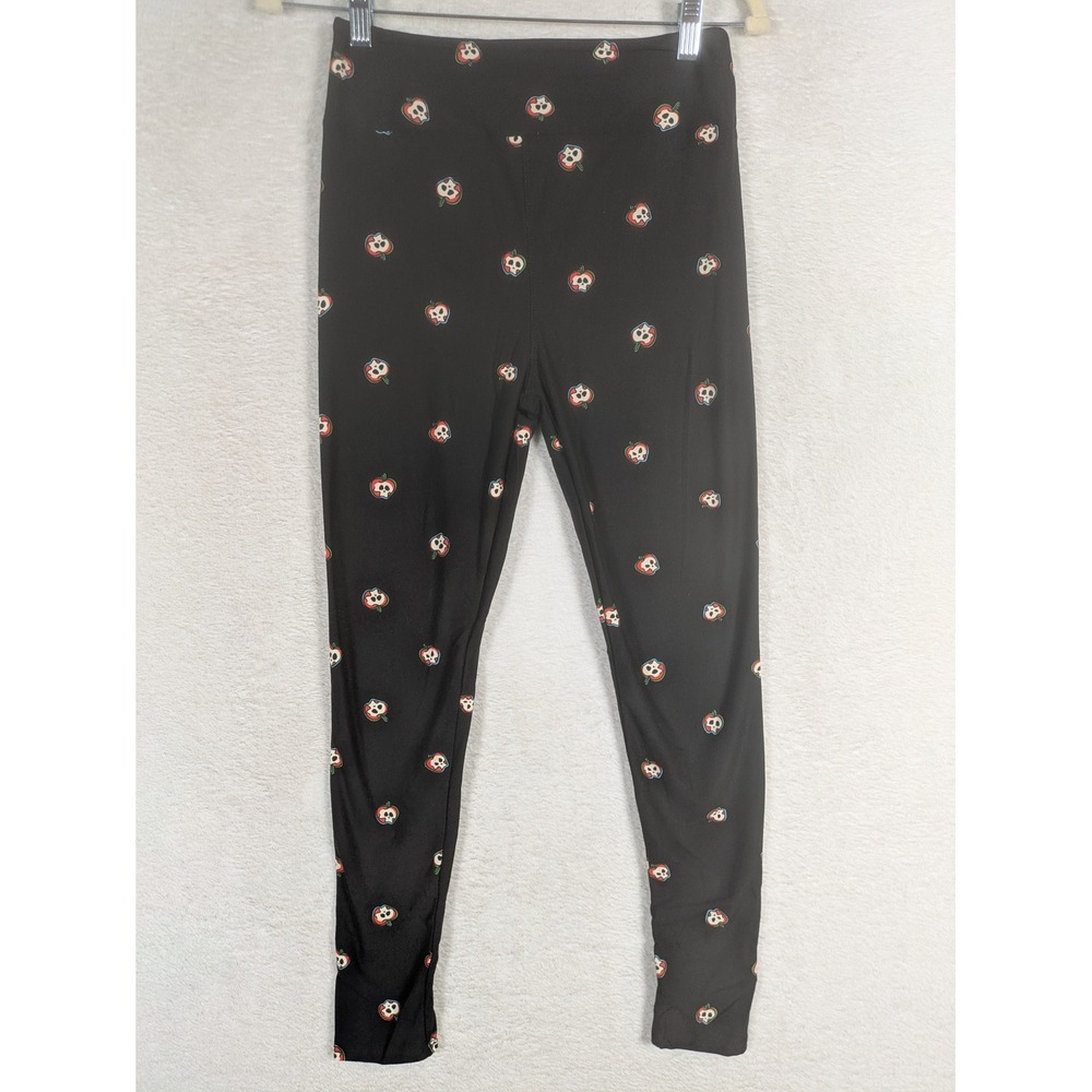 NWOT LuLaRoe Leggings Women's One Size Black Poison Apple Skull Print High Rise